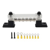 GHSHOP 접지 배전 블록 단일 행 와이어 조직 연속 정격 130A AC 150A DC 내구성 보트 액세서리, 6 터미널, 옵션, 금속, 01 6 Terminal