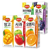 델몬트 드링크팩 5가지맛 중 2가지 혼합 190ml 32팩 오렌지 사과 망고 포도 파인애플, 파인애플 190ml x 16팩, 포도 190ml x 16팩