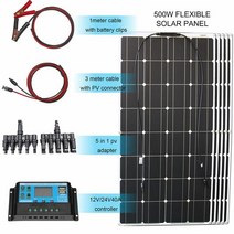 태양광 패널 발전기 키트 유연한 단결정 발전 12V 24V 컨트롤러 배터리 RVS 500W, 1.500w solar panel