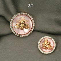수예 도구 키트 의류를 위한 6pcs 모조 다이아몬드 장식 금속 금 꿀벌 단추 호화스러운 외투 카디건 스웨터, 02 2_03 25mm 6pieces