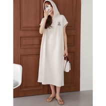 [해이주] 면 쭈리 후드 원피스