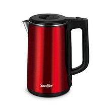 주방용 가전 Sonifer 1.8L 전기 주전자 스테인레스 스틸 주방 스마트 휘슬 사모바르 차 보온병 선물 SF2077, 01 Kettle-Red_01 EU