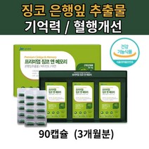 은행잎추출물 징코 기억력 인지력 두뇌 혈행 개선 손발저림 수험생 청소년 갱년기 부모님 선물, 1박스, 90캡슐