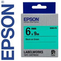 *정품* [ EPSON ] 라벨테이프, SC6G-PX [6mm 녹색/검정글씨]