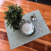 북유럽풍 프리미엄 예쁜 방수 식탁매트 테이블매트, 다이아몬드 그린, 가로세로(45cm x 30cm)