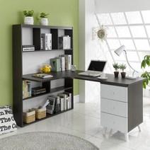 스마트 코너형 서랍책상세트 DO361, 웬지화이트