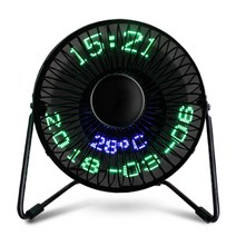 ledusb선풍기 팬시 고백 소형선풍기 스마트 제시계 LED 발광함 미니 DIY 맟춤제작 글자를 고치다 1928537887, 온도 _달력 블랙