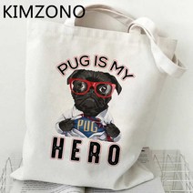 쇼핑백 퍼그 쇼핑 가방 bolsas de tela bolsa 재사용 가능한 캔버스 식료품 bolso 토트 백 cabas shoping ecobag, 7.54367