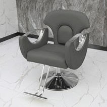 미용실 의자 헤어샵 회전 이발소 메이크업 미용 체어 전용 맞춤형 인터넷 연예인 이발소 의자 미용실 특별 고급 헤어 파마 및 염색 리프트 의자 세련된 헤어 스타일리스트 헤어 커팅 의자, 공식 표준, 밝은 회색 은색 전기 도금 섀시는 아래로 기울일 수 없