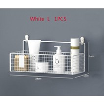 대피실선반 아파트 베란다 창고 선반 정리 블랙 벽걸이 욕실 샤워 샴푸 랙 화장실 액세서리 주방 펀치 조미료 보관 바구니, 흰색 l 1pcs