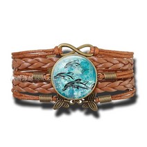 우영우 고래 팔찌 돌고래 고래꼬리 커플 매듭끈 바다 거북 돌 조개 다층 꼰 가죽 유리 돔 펜던트 패션 쥬얼리 액세서리 기념품 선물