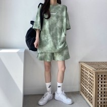 일월전빵 물나염 오버핏 반팔 반바지 트레이닝세트 B-C017