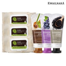과일나라 세안이야기 곡물 클렌징티슈 300매+폼클렌징120ml 3개, 스네일