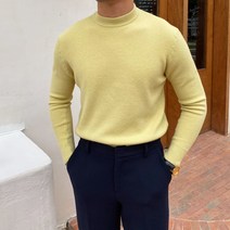 이너 니트 녹삼 선생님 손수 남성 봄계절 슬림 보온 솔리드 무지 반폴라 퍼 트렌드 2530533906