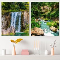 국내제작 세잔느화실 시원한 폭포그림 박연폭포 2종 폭포그림돈들어오는 폭포그림 액자 물그림액자 여름계곡그림 숲액자 숲속풍경그림 폭포사진, 박연폭포2
