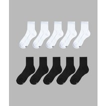 ILOGONGCHIL [10PACK] 1507 클래식 더블 애슬레틱 하프 삭스 스노우화이트/블랙 CLASSIC DOUBLE ATHLETIC HALF SOCKS _ SNOW WHIT