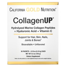 California Gold Nutrition (캘리포니아 골드 뉴트리션) CollagenUp 가수분해 해양 콜라겐 펩타이드 히알루론산 및 비타민C 함유 무맛 30팩 각