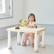 유아 아기 높이조절 책상의자 세트 2인용 테이블 의자 세트, 슈가베이지 세트 [책상+의자2]