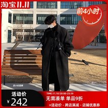 키작은남자코트 울 트렌치 싱글 더플 하프 반 헤링본 코트 남성 모직 남성 긴 무릎 길이 윈드 브레이커 겨 농축 영국 스타일 모직