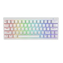 Ractous RTK63P 60% 기계식 게이밍 키보드 RGB 백라이트 PBT 키캡 63키 초소형 유선 키보드 프로그래밍 가능 PC/맥 게이머용 핫 스왑 가능 광학 레드 스위치, White, Optical Brown Switch