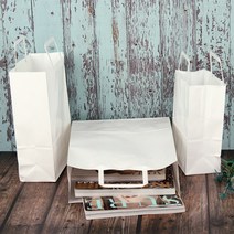 나우스팩 무지 화이트 플랫 종이 쇼핑백 (100장) - 6가지 사이즈, 480L0233A 무지 W플랫 별중3호(250x125x360) 100장