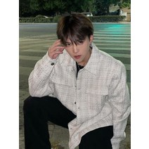 남자트위드자켓 작은 향기로운 바람 셔츠 과 가을 오버핏 스타일 유행 셔츠 커플 옷 남성 봄 재킷