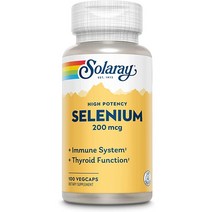 Solaray 셀레늄 높은 효능 건강한 면역 체계 갑상선 기능 항산화제 지원 100 VegCaps