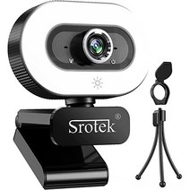 ibeacos 웹캠with 마이크로폰 Full HD 1080p Manual Focus USB 웹카메라with Plug and Play Tripod & 프라이버시커버 Live 스
