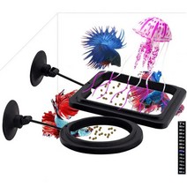 먹이 물고기 반지 세트 4pcs 공급기 + 해파리 장식 온도계 스트립 탱크 떠 다니는 음식을위한 수족관 액세서리 Betta Guppy 금붕어 등, C 블랙