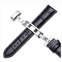 버튼형 가죽시계줄 시계밴드 가죽+스틸밴드 편한착용, 브라운_24mm