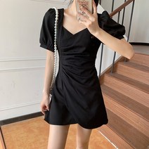 잇츠스타일 빅사이즈 스퀘어넥 프렌치 여름 미니 원피스