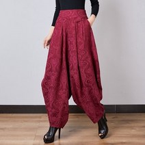YI MING 빅사이즈 여성 똥싼바지 린넨바지 와이드형 배기팬츠 항아리바지 깔끔한 한복바지 밴딩와이드 F406