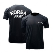 코리아아미 로카티 반팔검정티 흰색 자수 검정 라운드 티셔츠