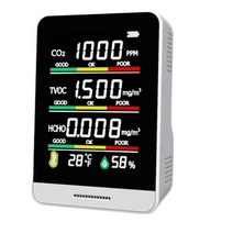 공기측정 CO2 미터 3IN1/5 IN 1 온도 습도 센서 테스터 대기 질 모니터 이산화탄소 TVOC 포름 알데히드 HCHO 검출기, [01] WHITE, [01] WHITE