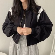 여성야구점퍼 과잠바 항공 숏 스트리트웨어 블랙 재킷 여성 봄 가을 패치 워크 경량 크롭 캐주얼 루즈핏 짧은 야구