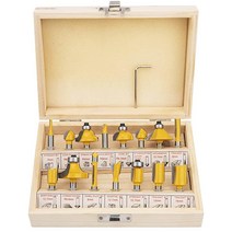 HOOTO 라우터 비트 세트 0.6cm1/4인치 섕크 15개 DIY 목공 프로젝트용 USA 미국