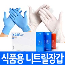니트릴장갑 위생장갑 요리 식품용 고무장갑 주방용 실험용 네일보호 가드닝 정밀작업 다회용 일회용 라텍스 합성니트릴 고무 PVC 고탄성 분말프리 보호 식품등급, 니트릴장갑 화이트S