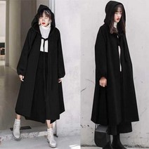 just so so 가을 겨울 한국 스타일 모직 코트 여성 두꺼운 대형 느슨한 후드 코트 코트 윈드 브레이커 중반 길이