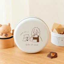 원형쿠키통 만화 과자포장 머랭쿠키통, 베이지 상자