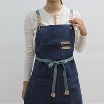 (무료 글자자수) 빈티지 캔버스 앞치마_바리스타 카페 캠핑 공방 (내일출고) + 사은품(북유럽패턴 앞치마), 인디고(M), 1개