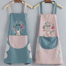토끼 레빗 방수 앞치마 핸드타 월 올 주방용 카페 공방, 블루