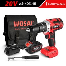 WOSAI MT 시리즈 브러시리스 전기 드릴 스크루 드라이버 125Nm 20V 13mm 무선 해머 리튬 이온 배터리, CHINA, WS-HD13-B1