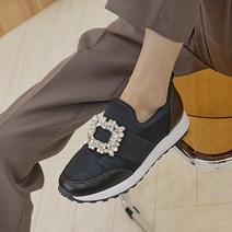 4cm굽 큐빅보석장식 여성키높이슬립온