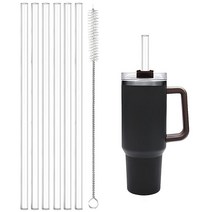 Finduat Stanley 1.2L(40온스) 887.2ml(30온스) 컵 텀블러와 호환되는 교체용 빨대 6팩 스탠리 어드벤처 여행용 텀블러용 클리닝 브러시가 있는 재사용 가능, 1세트