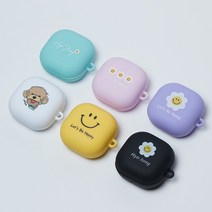 버즈2 라이브 케이스 핑크색 보라색 민트색 스마일 커스텀 각인, 1-2노랑스마일씨+문구, 하단인쇄추가