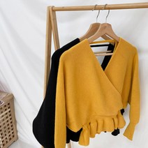 카밀라 [당일발송] 촉촉 부드러운 브이 크롭 니트 3컬러