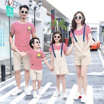 시밀러룩 여름옷 붐 가족복 일가족 3명 4명 모자 모녀 멜빵바지 세트