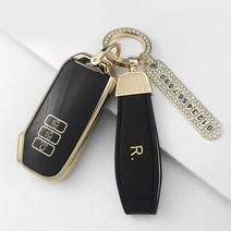 K5 DL3 2019-현재 키케이스 7버튼 골드라인 메탈룩 실리콘 키홀더 키커버 풀세트 기아8, 블랙