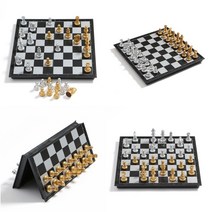 휴대용 자석체스 접이식 보드게임 25X25 골드실버