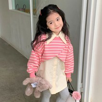 베이비맥스 스트라이프 랩 티셔츠 콤비 블라우스 R8239